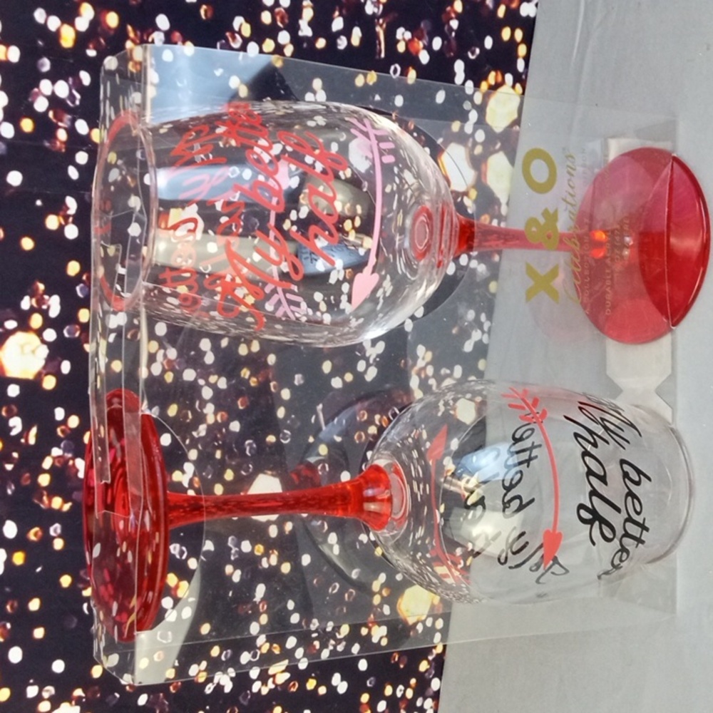 🌼🍒 X&O Celebrations Better Half Wine Glass Set